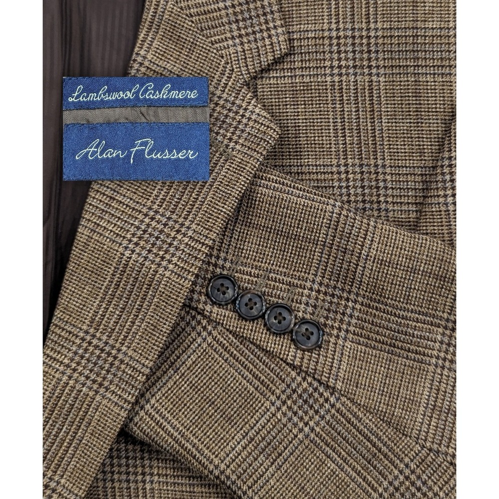 Alan Flusser Blazer LambsWool Cashmere Blazer Sports Coat Suit Jacket 42R Plaid